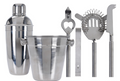 Cookinglife Barset RVS 6-teilig - Cocktailshaker, Eiseimer, Sieb, Flaschenöffner, Zange und Messer
