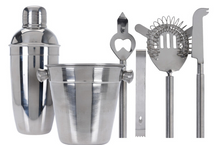 Cookinglife Barset RVS 6-teilig - Cocktailshaker, Eiseimer, Sieb, Flaschenöffner, Zange und Messer