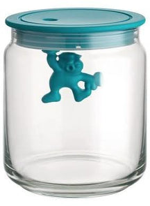 Alessi Vorratsdose Gianni A Little Man Holding On Tight AMDR04 AZ - Blau - 700 ml - von Mattia Di Rosa