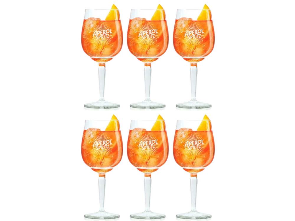 Aperol Spritz Gläser - 450 ml - Offizielles Glas - 6 Stück