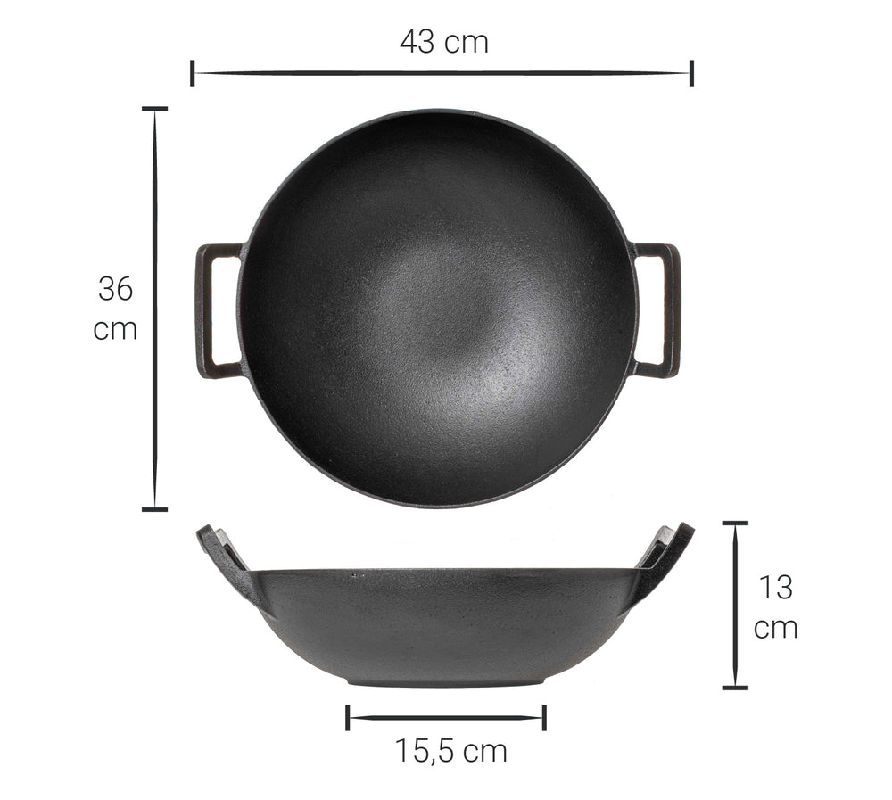 Blackwell Wokpfanne / Wadjan - Gusseisen - ø 36 cm - Ohne Antihaftbeschichtung