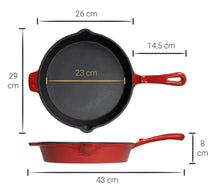 Blackwell Bratpfanne aus Gusseisen - Rot - ø 26 cm - Ohne Antihaftbeschichtung