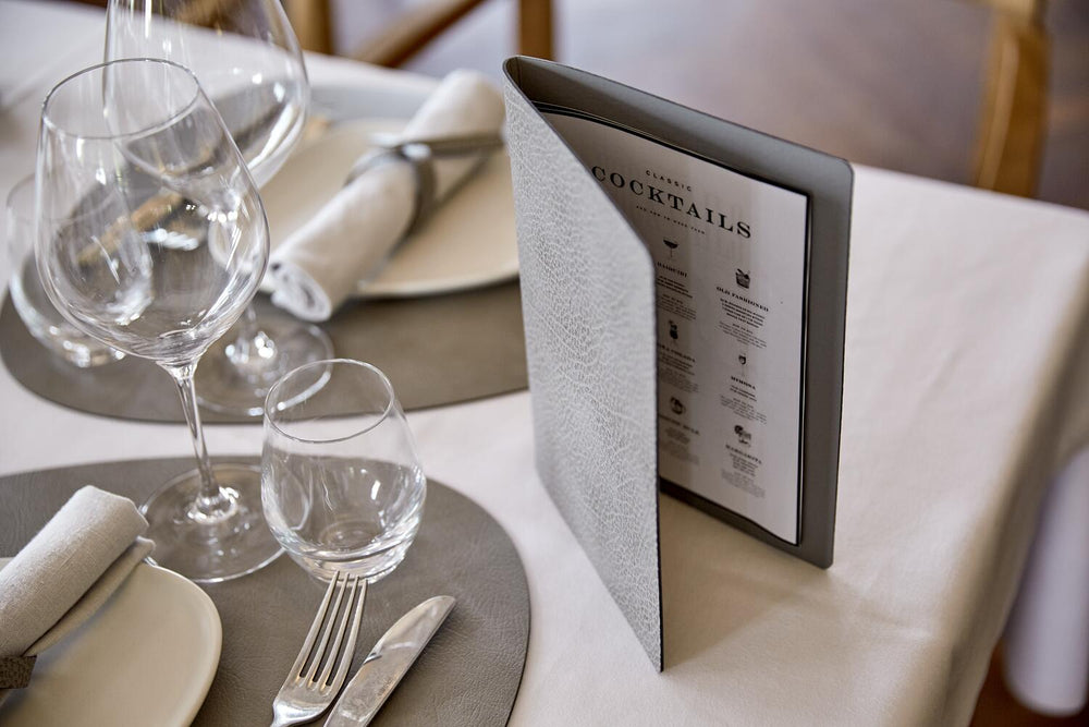 LIND DNA Tischsets Hippo - Leder - Anthrazitgrau - Curved - 44 x 37 cm - 2 Stück