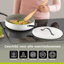 BE Living Kochtopf mit Deckel – Ø 28 cm – Keramik-Antihaftbeschichtung – PFAS-frei – Für alle Wärmequellen geeignet – Weiß