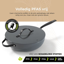 BE Living Wok-Pfanne mit Deckel – Ø 30 cm – Keramik-Antihaftbeschichtung – PFAS-frei – Für alle Wärmequellen geeignet – Grau