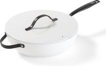 BE Living Wok-Pfanne mit Deckel – Ø 30 cm – Keramik-Antihaftbeschichtung – PFAS-frei – Für alle Wärmequellen geeignet – Weiß