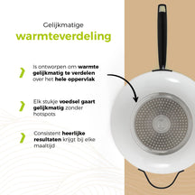 BE Living Wok-Pfanne mit Deckel – Ø 30 cm – Keramik-Antihaftbeschichtung – PFAS-frei – Für alle Wärmequellen geeignet – Weiß