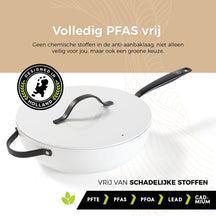 BE Living Wok-Pfanne mit Deckel – Ø 30 cm – Keramik-Antihaftbeschichtung – PFAS-frei – Für alle Wärmequellen geeignet – Weiß