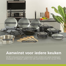 BE Living Wok-Pfanne mit Deckel – Ø 30 cm – Keramik-Antihaftbeschichtung – PFAS-frei – Für alle Wärmequellen geeignet – Schwarz