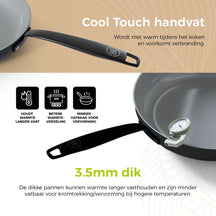 BE Living Wok-Pfanne mit Deckel – Ø 30 cm – Keramik-Antihaftbeschichtung – PFAS-frei – Für alle Wärmequellen geeignet – Schwarz