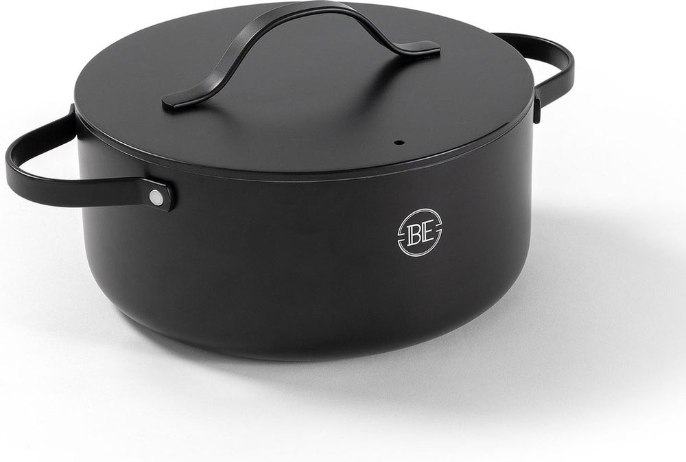 BE Living Dutch Oven mit Deckel, ø 24 cm, Keramik-Antihaftbeschichtung, für alle Wärmequellen geeignet, Schwarz