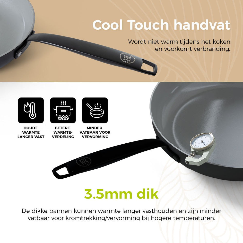 BE Living Dutch Oven mit Deckel, ø 24 cm, Keramik-Antihaftbeschichtung, für alle Wärmequellen geeignet, Schwarz