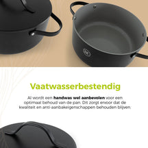 BE Living Dutch Oven mit Deckel, ø 24 cm, Keramik-Antihaftbeschichtung, für alle Wärmequellen geeignet, Schwarz