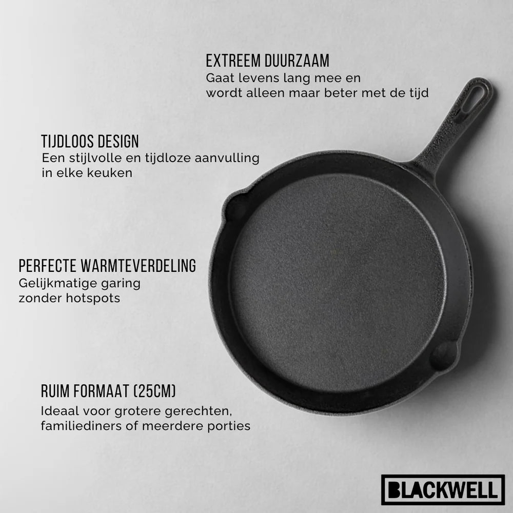 Blackwell Gusseisen-Bratpfannen-Set / Bratpfannen ø 16, 20 & 25 cm - ohne Antihaftbeschichtung