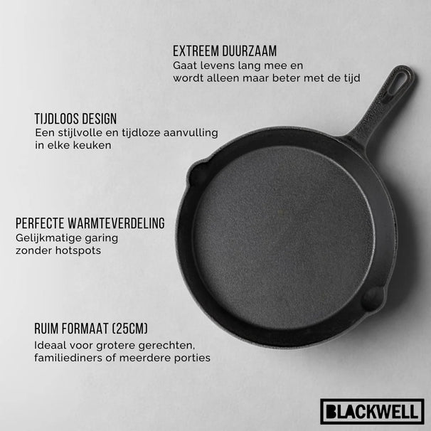 Blackwell Gusseisen-Bratpfannen-Set / Bratpfannen ø 16, 20 & 25 cm - ohne Antihaftbeschichtung
