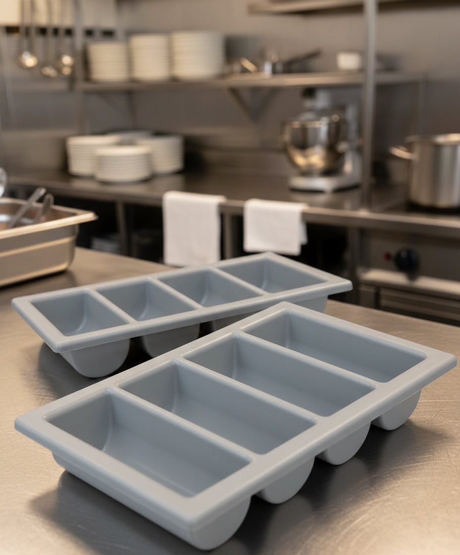 Hendi Besteckkasten – 4 Fächer GN 1/1 – Grau