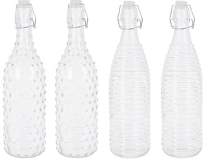 Cookinglife Bügelflaschen Glas 1 L - 4er spülmaschinenfest klar - Dots&Lines