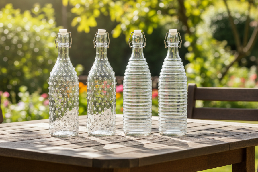 Cookinglife Bügelflaschen Glas 1 L - 4er spülmaschinenfest klar - Dots&Lines