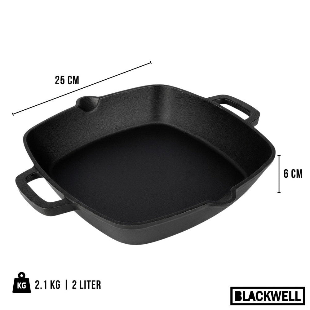 Blackwell Bräter Gusseisen - 25 x 25 cm / 2 Liter - ohne Antihaftbeschichtung