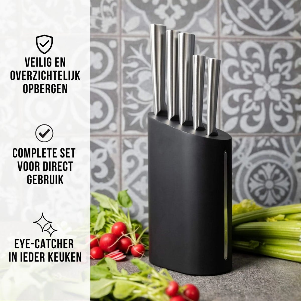 Blackwell Messerblock - Kochmesser, Brotmesser, Fleischmesser, Officemesser & Schälmesser 6-teilig