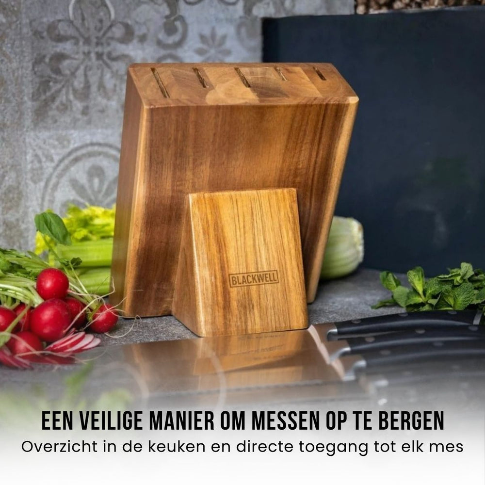 Blackwell Messerblock - Deluxe - Kochmesser, Brotmesser, Fleischmesser, Officemesser & Schälmesser 6-teilig