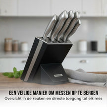 Blackwell Messerblock - Noire - Kochmesser, Santokumesser, Brotmesser, Officemesser & Schälmesser 6-teilig