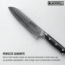 Blackwell Messerset (Kochmesser + Santokumesser + Nakirimesser + Officemesser) – Japanischer Stil – 67 Lagen Damaszenerstahl – VG10 – 4-teilig
