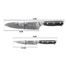 Blackwell Messerset (Kochmesser + Schälmesser) – Japanischer Stil – 67 Lagen Damaszenerstahl – VG10 – 2-teilig