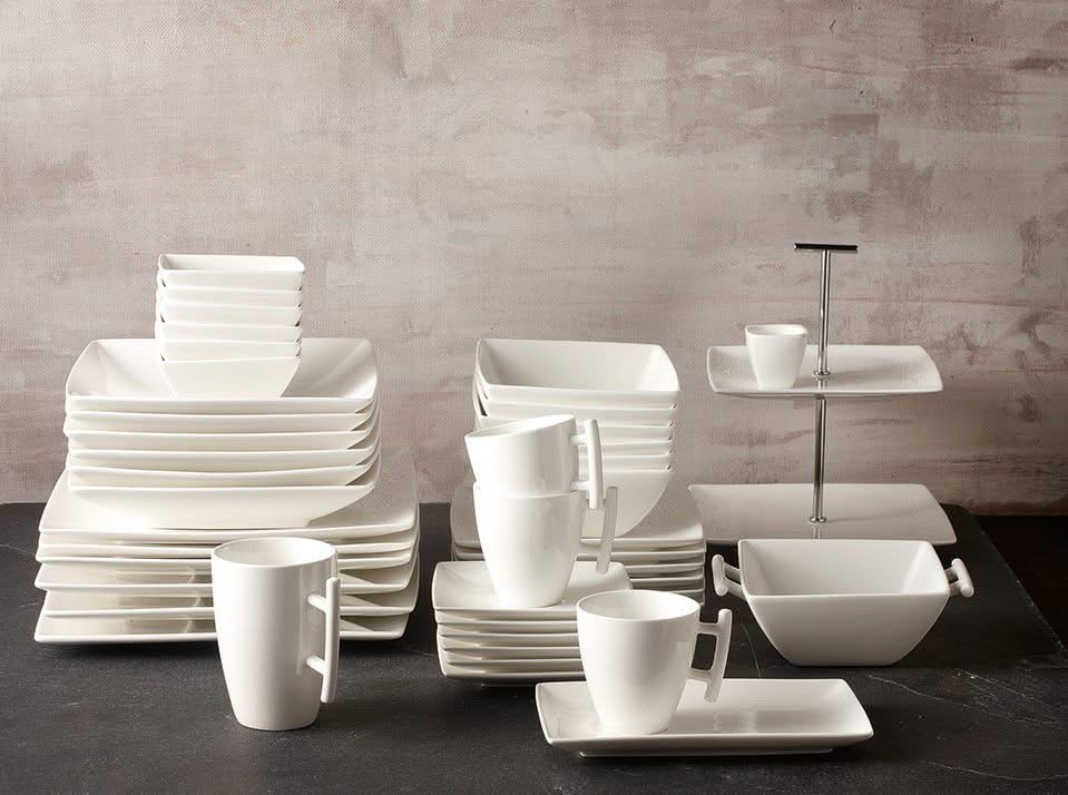 BonBistro Pizzateller/Platzteller Yong Squito 30 x 30 cm - Weiß - 2er-Pack