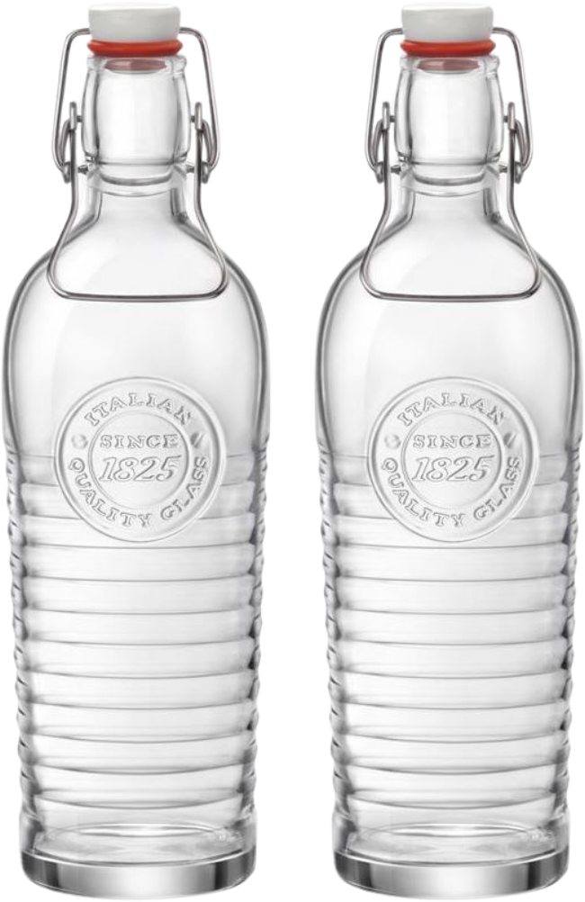 Bormioli Rocco Bügelverschlussflaschen / Weckflaschen Officina 1825 - Transparent - 1,2 Liter - 2 Stück