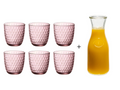 Bormioli Rocco Gläser Slot Rosa 290 ml - 6 Stück + Cookinglife Karaffe 1 Liter