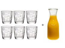 Bormioli Rocco Wassergläser Diamond 300 ml - 6 Stück + Cookinglife Karaffe 1 Liter