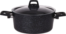 Cookinglife Kochtopf mit Deckel - Black Speckle - Aluminium Ø 24 cm / 4.4 Liter - Geeignet für alle Herdarten - Standard Antihaftbeschichtung