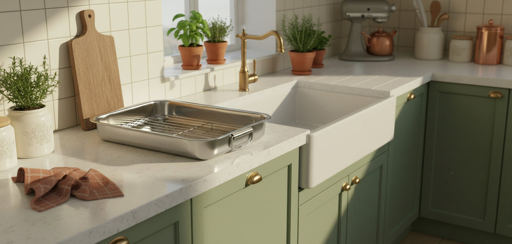 Cookinglife Bräter + Rost – Edelstahl – 37 x 28 x 5.5 cm