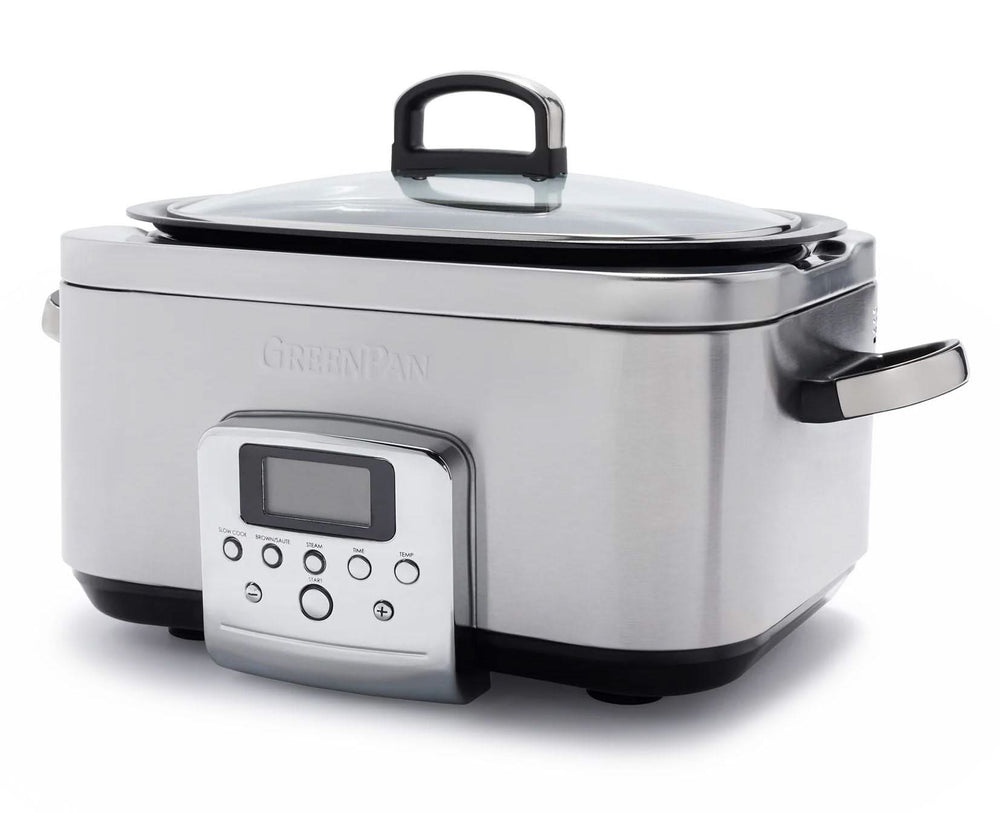 GreenPan Slowcooker - 6.0 Liter - Edelstahl - Keramische Antihaftbeschichtung