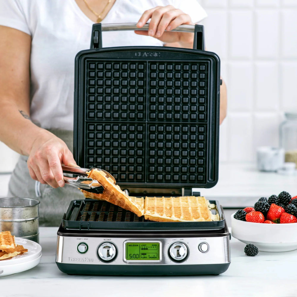 GreenPan Waffeleisen - Schwarz - inklusive 2 Waffelplattensets - Keramische Antihaftbeschichtung