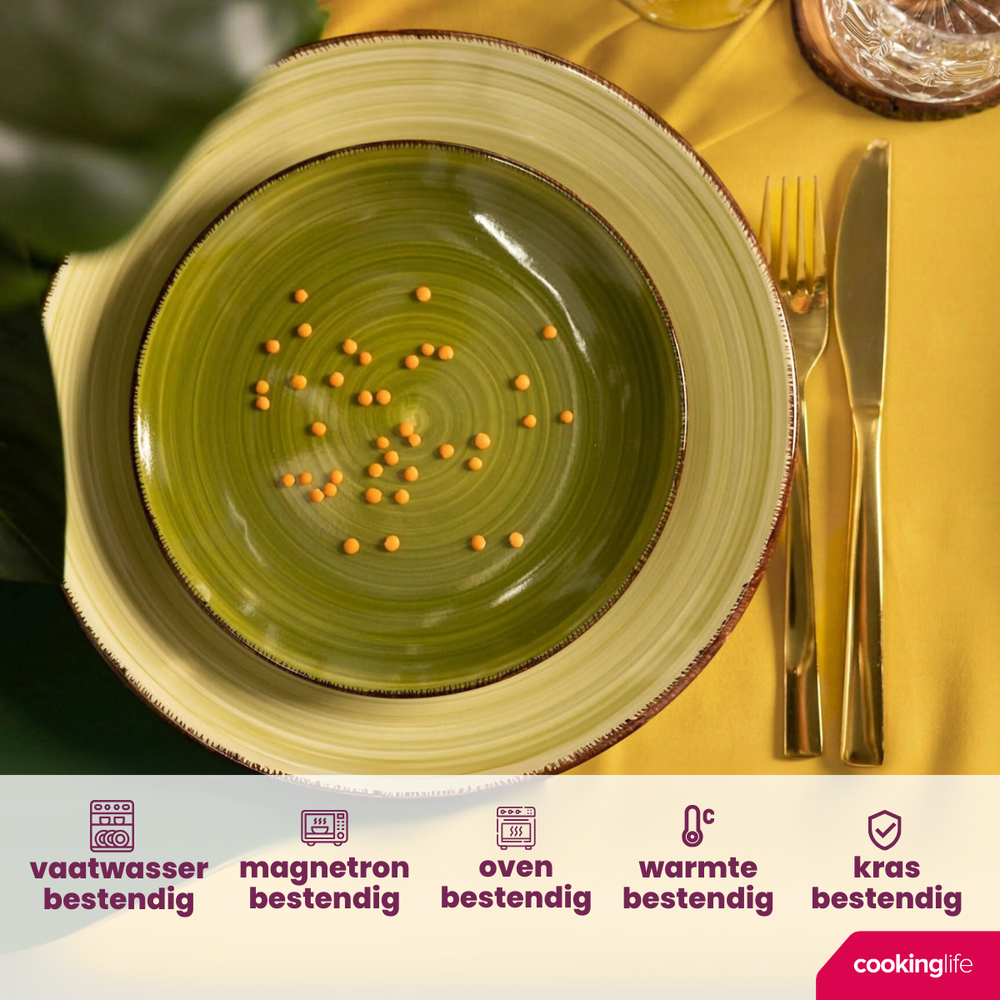 Cookinglife Frühstücksteller / Dessertteller Delice Grün ø 19 cm - 6 Stück