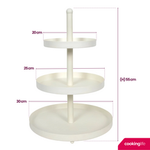 Cookinglife Metall Etagere  creme ø 20, 25 & 30 cm - 3-stöckig - 55 cm hoch
