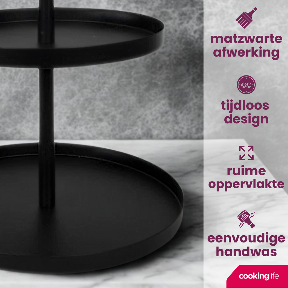 Cookinglife Etagère Metall schwarz ø 20, 25 & 30 cm - 3-stufig - 55 cm hoch