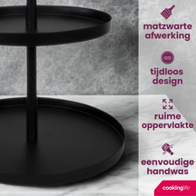 Cookinglife Etagère Metall schwarz ø 20, 25 & 30 cm - 3-stufig - 55 cm hoch