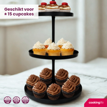 Cookinglife Etagère Metall schwarz ø 20, 25 & 30 cm - 3-stufig - 55 cm hoch