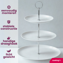 Cookinglife Etagere / Servierturm Food for Fun ø 16, 21 &amp; 26 cm - 3-stöckig - 34 cm hoch
