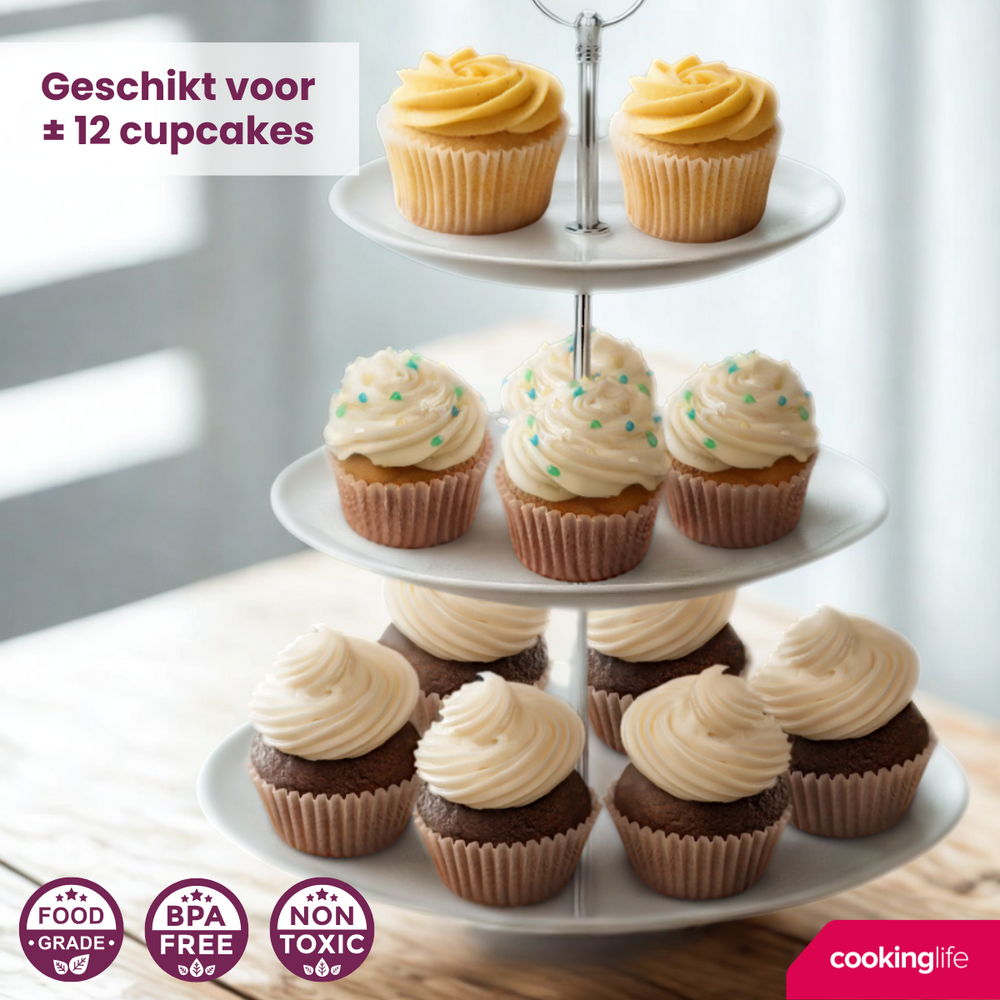 Cookinglife Etagere / Servierturm Food for Fun ø 16, 21 &amp; 26 cm - 3-stöckig - 34 cm hoch