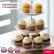 Cookinglife Etagere / Servierturm Food for Fun ø 16, 21 &amp; 26 cm - 3-stöckig - 34 cm hoch