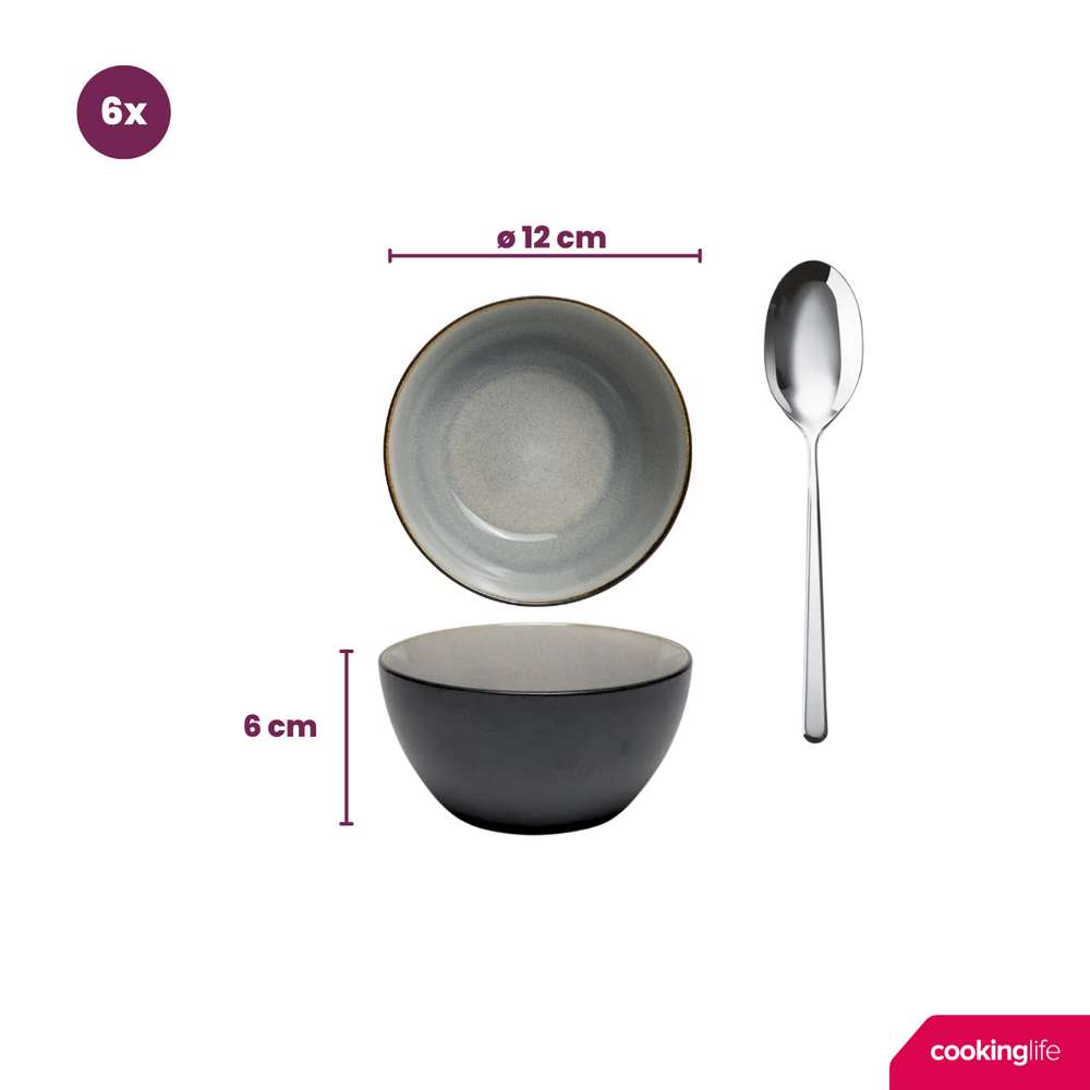 Cookinglife Kleine Schalen Nola Warm Grey ø 12 cm - 6 Stück