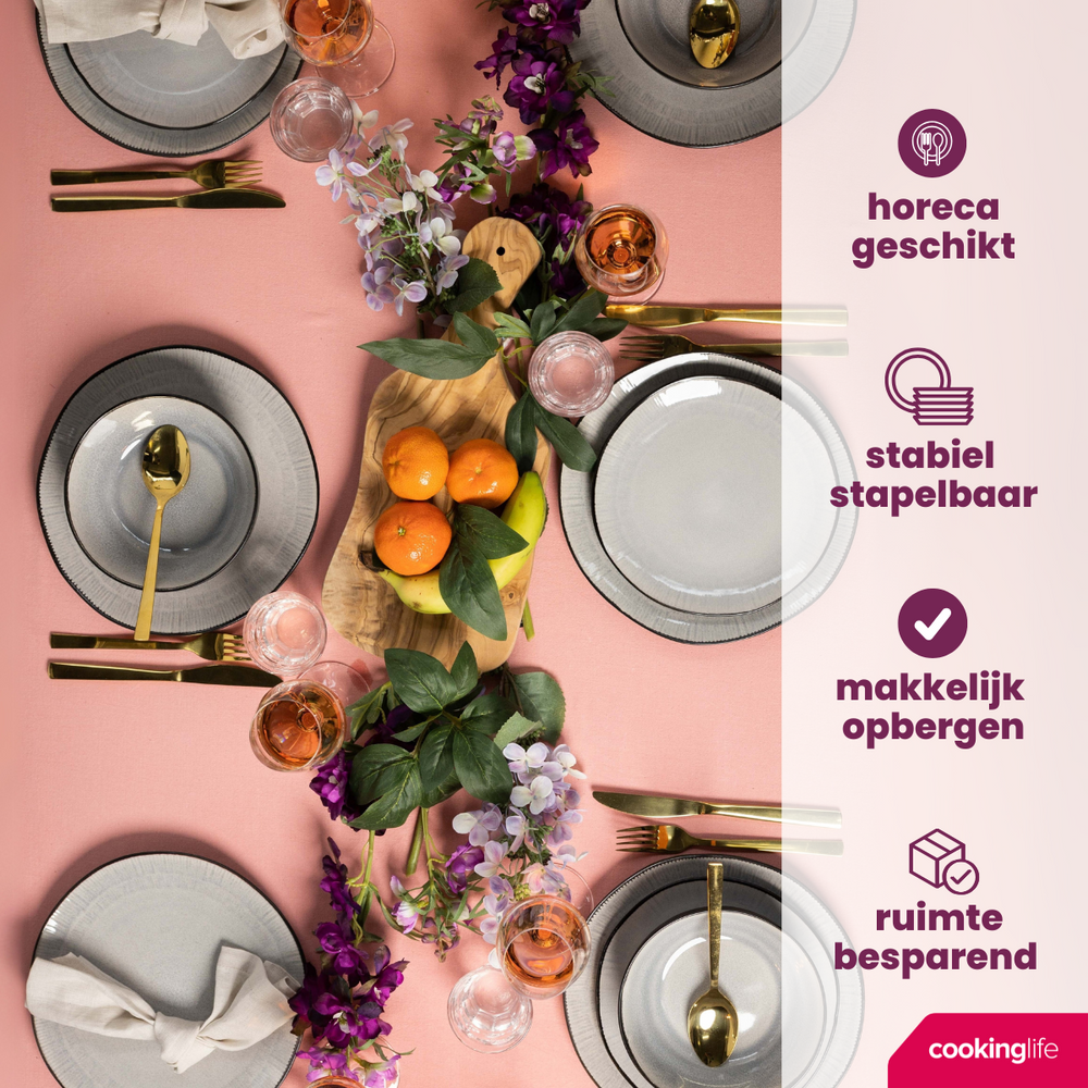 Cookinglife Speiseteller Nola Warm Grey ø 27 cm - 6 Stück