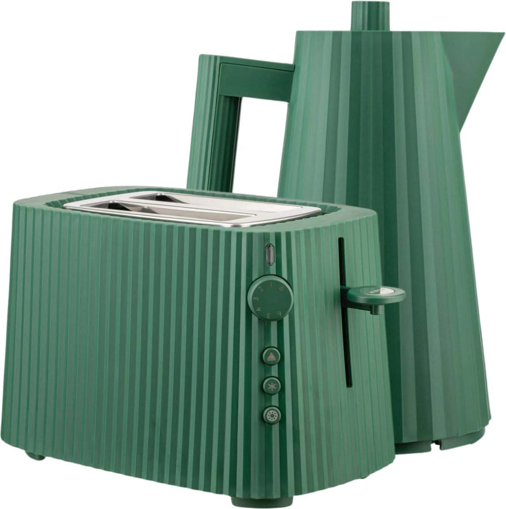 Alessi Toaster Plissee + Alessi Wasserkocher Plissee 1,7 Liter - Grün - Michele de Lucchi