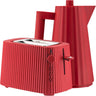 Alessi Toaster Plissee + Alessi Wasserkocher Plissee 1,7 Liter - Rot - Michele de Lucchi