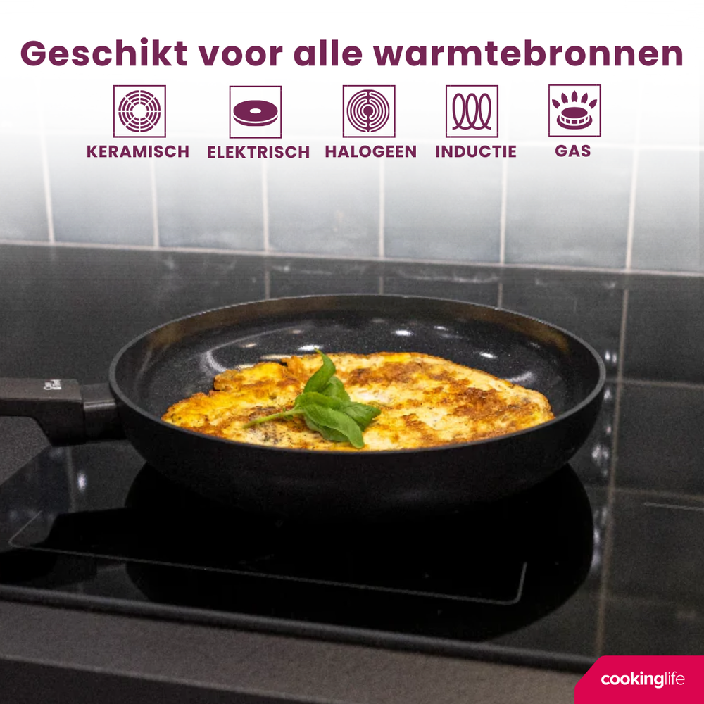 Cookinglife Bratpfanne Black Cera - ø 24 cm - keramische antihaftbeschichtung  - PFAS-frei