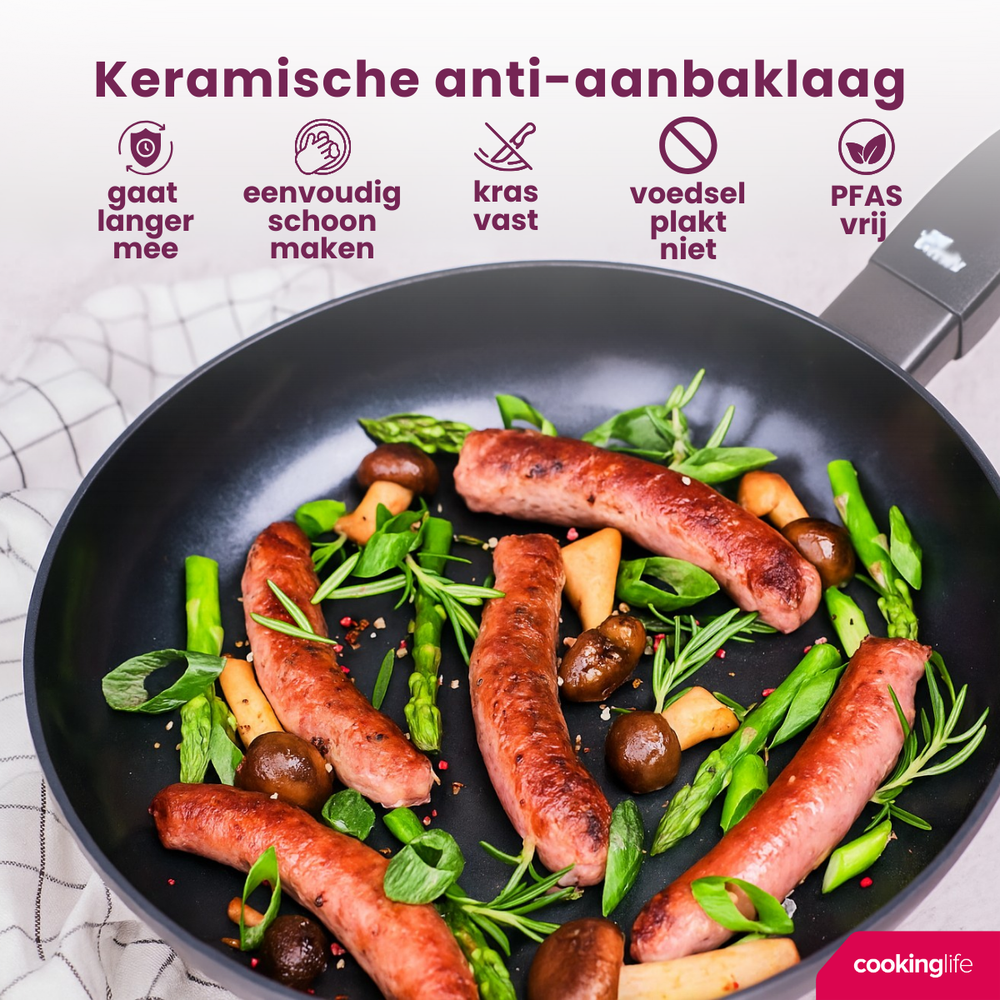 Cookinglife Bratpfanne Black Cera - ø 24 cm - keramische antihaftbeschichtung  - PFAS-frei